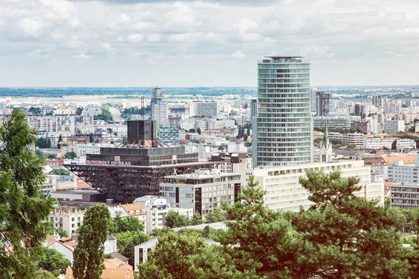 Urban scene in Bratislava, capital of Slovakia, retro photo — Stock Photo, Image