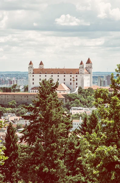 Bratislava castle in capital city of Slovakia, retro photo — Stock Photo, Image