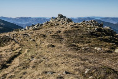 Mountain range Low Tatras mountains, Slovak republic. Hiking theme. Seasonal natural scene.
