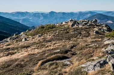 Mountain range Low Tatras mountains, Slovak republic. Hiking theme. Seasonal natural scene.
