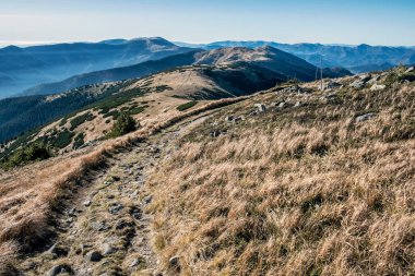Mountain range Low Tatras mountains, Slovak republic. Hiking theme. Seasonal natural scene.