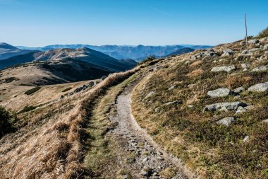 Mountain range Low Tatras mountains, Slovak republic. Hiking theme. Seasonal natural scene.