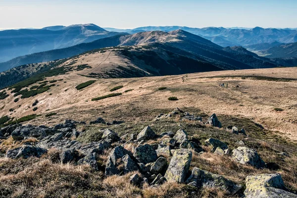 Tourists Low Tatras Mountains Slovak Republic Hiking Theme Seasonal Natural — Foto de Stock