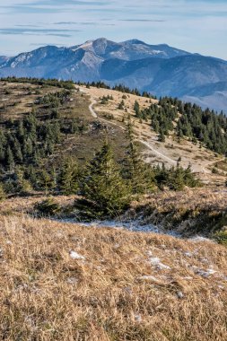 Mincol Hill 'den, Küçük Fatra dağlarından, Slovak cumhuriyetinden görüntü. Yürüyüş teması. Mevsimsel doğal sahne.
