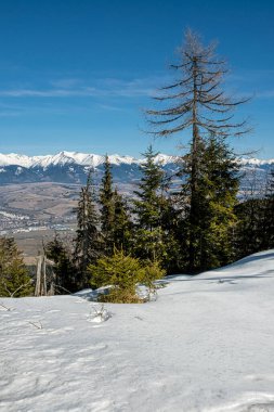 Batı Tatras ve Liptovsky Mikulas Low Tatras, Slovak cumhuriyetinden. Yürüyüş teması. Mevsimsel doğal sahne.