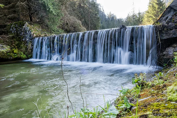 Flowing Creek Velky Sokol Gorge Slovenský Ráj Sezónní Přírodní Scéna — Stock fotografie