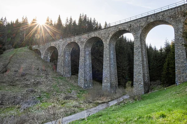 Chmarosský Viadukt Jedné Nejkrásnějších Železničních Tratí Slovensku Cervena Skala Margecany — Stock fotografie