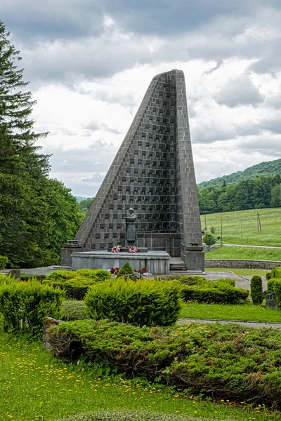 Monument Memorial Cemetery Czechoslovak Soldiers Dukla Mountain Pass Slovak Republic — Stock Photo, Image