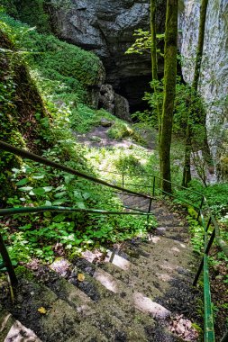 Silicka ladnica 'nın uçurumu, Slovak Karst Ulusal Parkı, Slovakya Cumhuriyeti. Yürüyüş teması.
