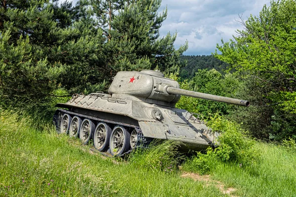 Réservoir Historique Russe T34 Dans Vallée Mort Près Village Kapisova — Photo