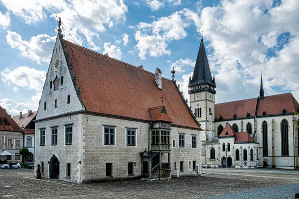 Basilica San Giles Vecchio Municipio Bardejov Repubblica Slovacca Architettura Religiosa — Foto Stock