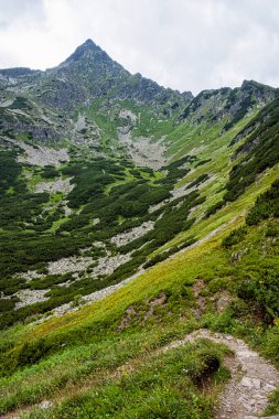 Jahnaci zirvesi, Yüksek Tatras dağları, Slovakya Cumhuriyeti. Mevsimsel doğal sahne. Seyahat hedefi.