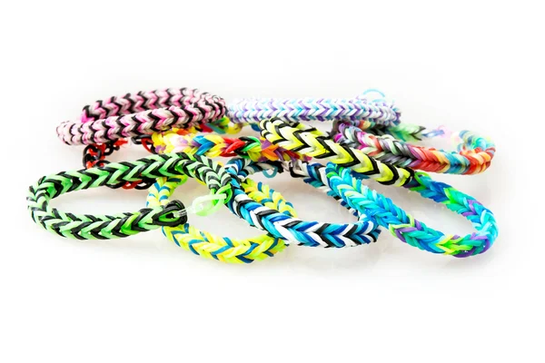 Isolated colorful rubber bracelets — Stock Photo, Image