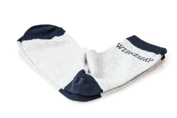 Isolated wool socks with inscription WEDNESDAY — Stock Photo, Image