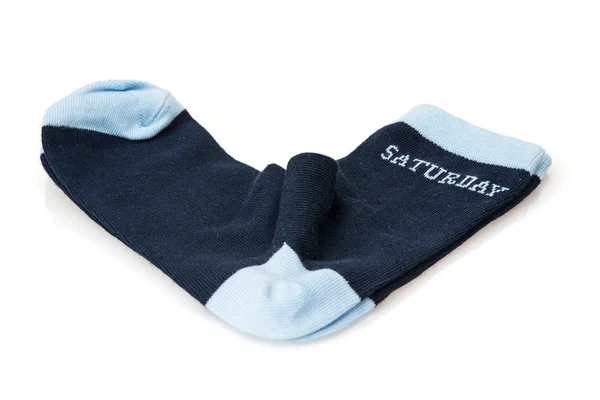 Isolated wool socks with inscription SATURDAY — Stock Photo, Image