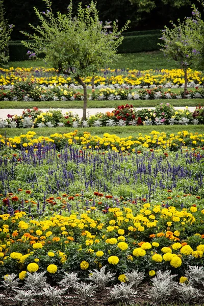 Παρτέρια λουλουδιών στον κήπο κάστρο — Φωτογραφία Αρχείου