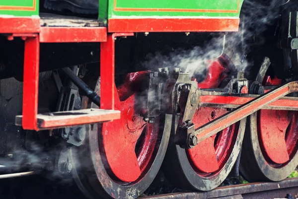 Ånga tåg hjul detalj — Stockfoto
