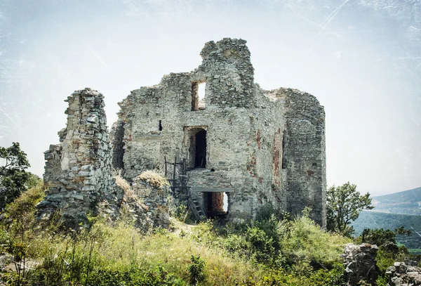 Ruins of the castle Gymes, scratched pattern — Stock Photo, Image