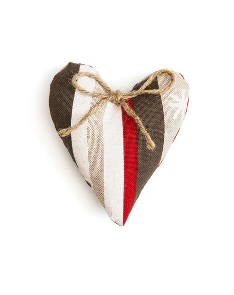 Decorative valentine heart of fabric with ribbon — Stock Photo, Image