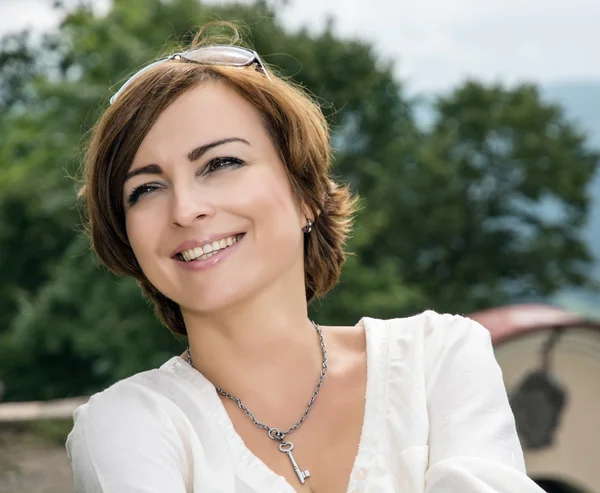 Portrait of young caucasian brunette — Stock Photo, Image