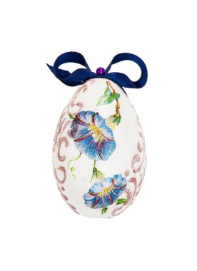 Beautiful painted Easter egg with blue bow clipart