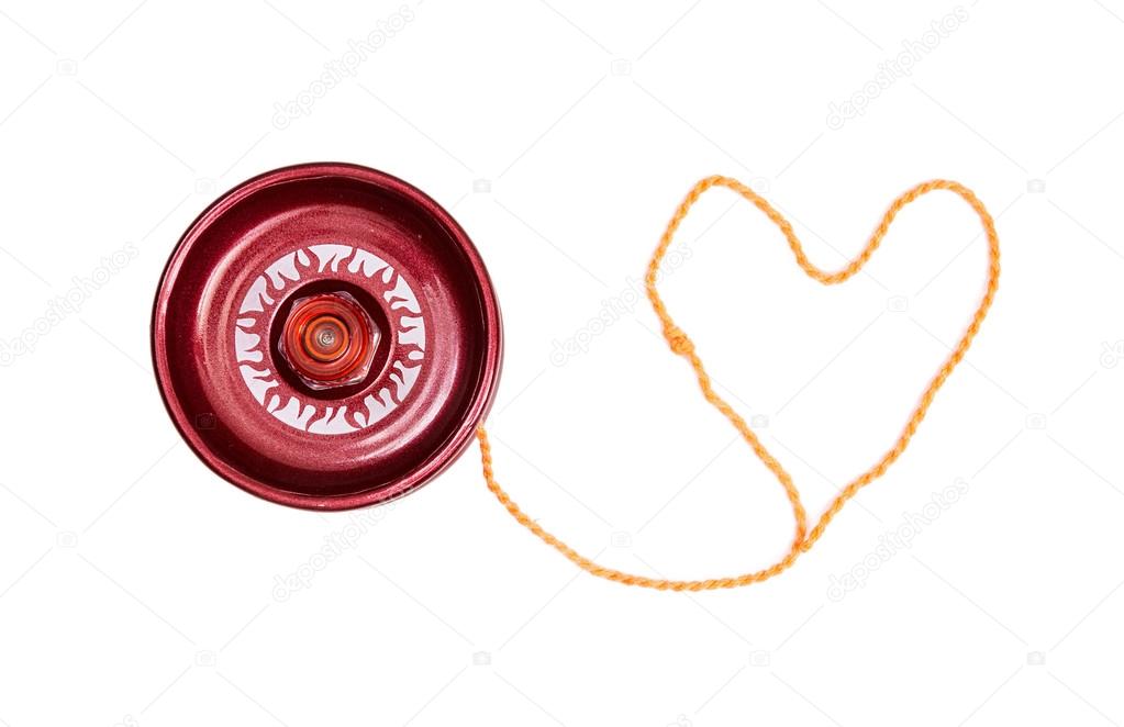 Red yoyo with heart-shaped twine