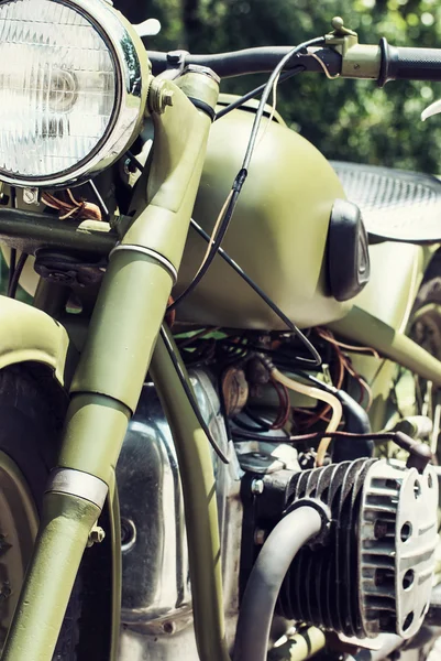 Chrome veteran motorbike — Stock Photo, Image