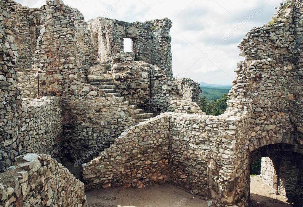 Stairs in ruin of castle Hrusov, Slovakia, cultural heritage