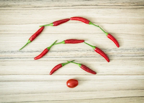 Chillies in the wifi symbol shape — Stock Photo, Image