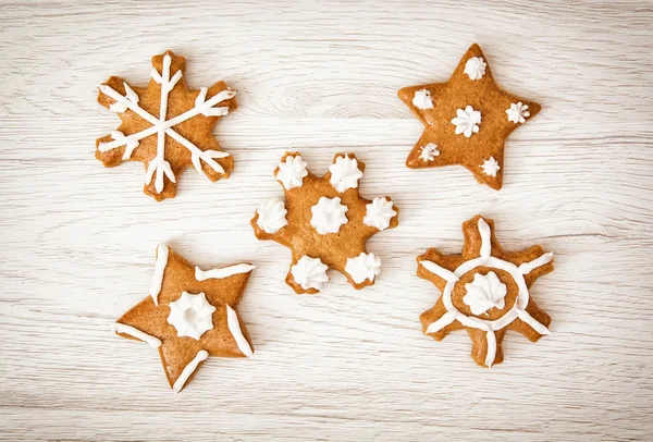 Set of tasty gingerbread stars, Christmas theme — Stock Photo, Image