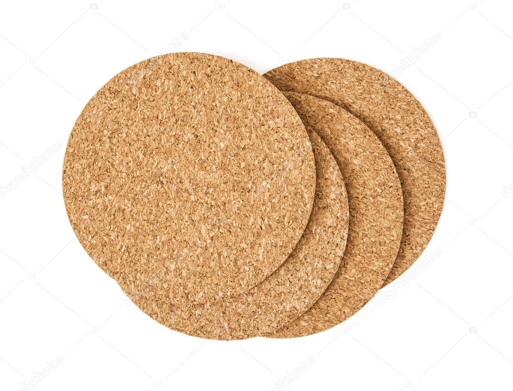 Isolated cork drink coasters