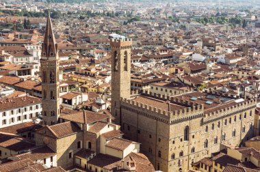 Palazzo del Bargello ve Badia Fiorentina çan kulesi, Floransa, Ita
