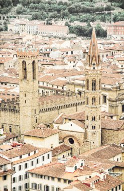 Palazzo del Bargello ve Badia Fiorentina çan kulesi, Floransa, Ita