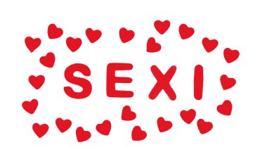 Kırmızı başlık Sexi beyaz arka plan üzerinde Valentine'nın yürekleri 