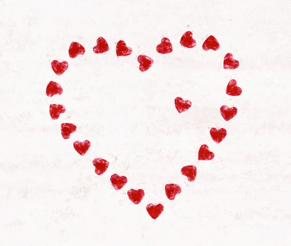 Valentine's heart made of little red hearts, Valentine's Day, lo — Stock Photo, Image