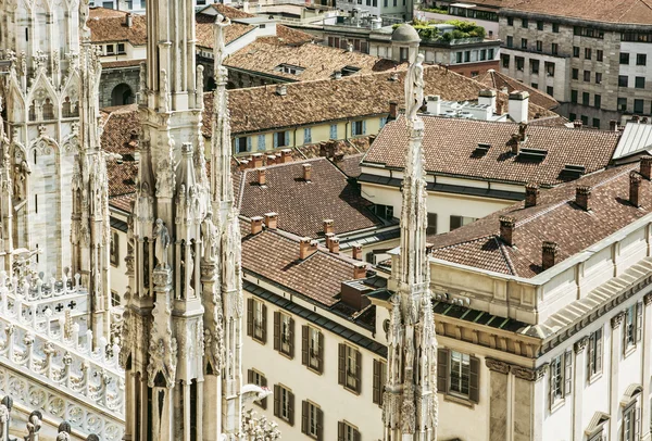 Widok na miasto Milan od katedry Duomo, Włochy — Zdjęcie stockowe