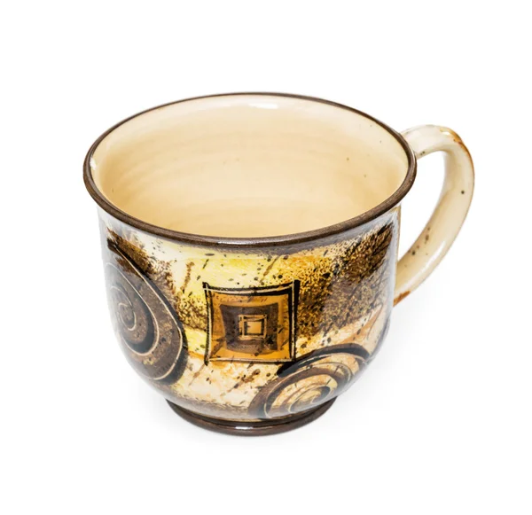 Artística copo vazio com alça para café ou chá na ba branca — Fotografia de Stock