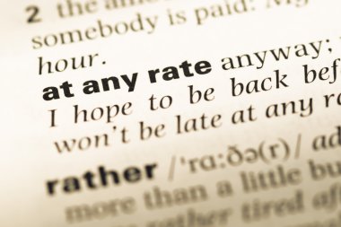 Eski İngilizce sözlük sayfası word her neyse ile yakın çekim