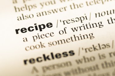 Eski İngilizce sözlük sayfası word reçete ile yakın çekim