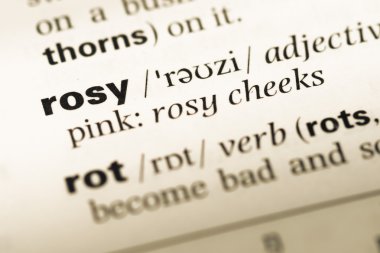 Eski İngilizce sözlük sayfası word gül ile yakın çekim