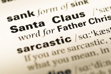 Yakın eski İngilizce sözlük sayfası word ile Noel Baba