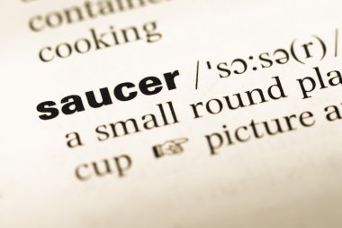 Eski İngilizce sözlük sayfası word uçan daire ile yakın çekim