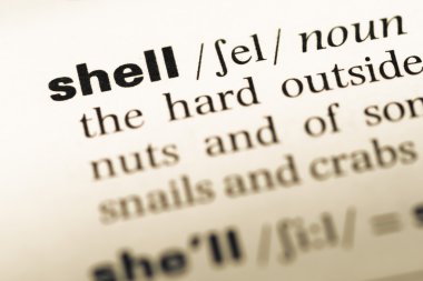 Eski İngilizce sözlük sayfası word kabuğu ile yakın çekim