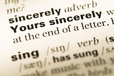 Eski İngilizce sözlük sayfası word ile senin içtenlikle yakın çekim