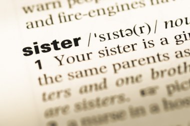 Eski İngilizce sözlük sayfası word kız kardeşi ile yakın çekim