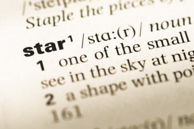 Eski İngilizce sözlük sayfası word yıldız ile yakın çekim