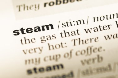 Eski İngilizce sözlük sayfası word Buhar ile yakın çekim