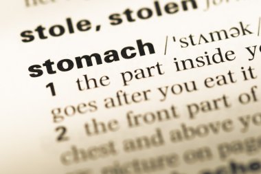 Eski İngilizce sözlük sayfası word mide ile yakın çekim