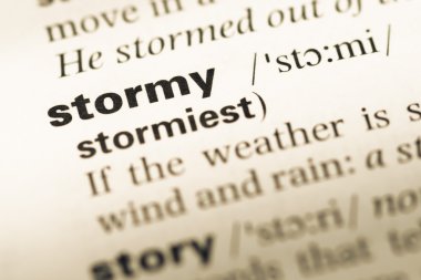 Eski İngilizce sözlük sayfası word fırtınalı ile yakın çekim