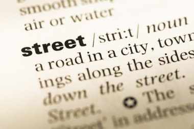 Eski İngilizce sözlük sayfası word sokak ile yakın çekim